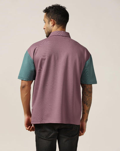 Leriya Fashion MenS Color Block Oversized Fit T-Shirt (Lf-Mt-1097_Pink