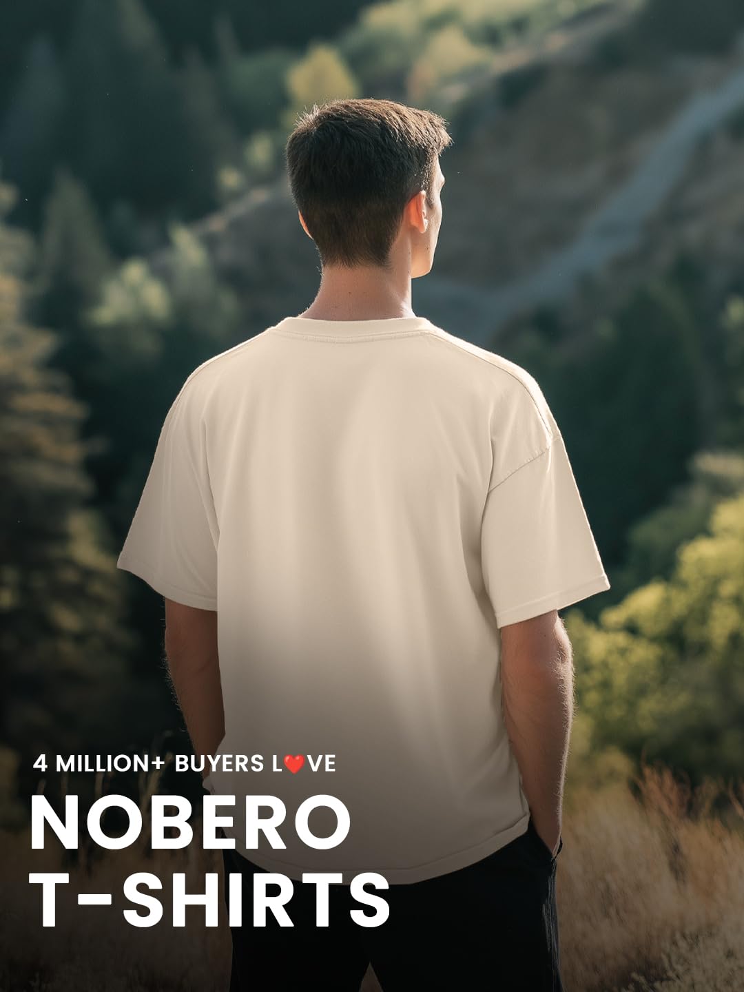Nobero MenS Graphic Print Oversized Fit T-Shirt (1M-Twrt-C1005-Bs_The Moment-Sand