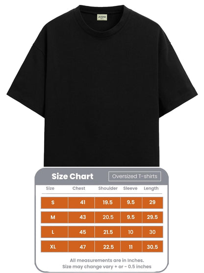 ADRO Men's Solid Oversized Fit T-Shirt (OVR24-L1-CHL-BL_Black