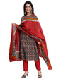 GoSriKi Women's Cotton Blend Straight Printed Kurta with Pant & Dupatta (Makshi-NW-GS)