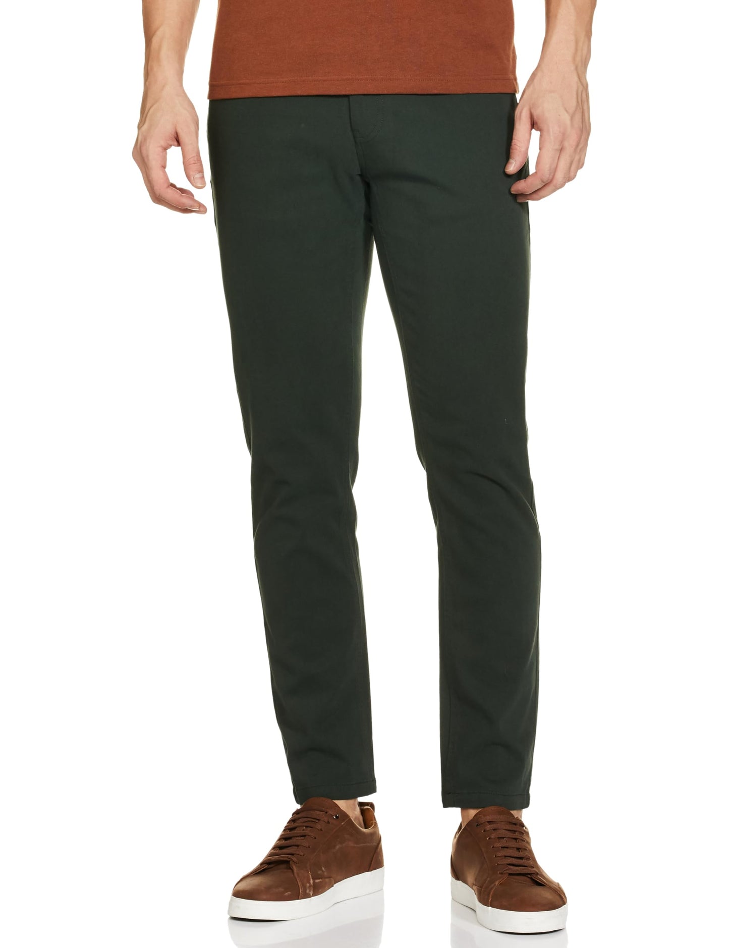 The Indian Garage Co Men Slim Fit Solid Mid-Rise Stretchable Chinos Jungle Green