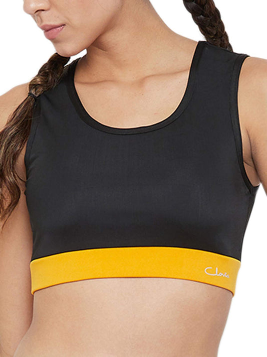 Clovia Womens Medium Impact Padded Sports Bra with Removable Cups (BR2084A13_Black_M)
