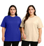 Juneberry 100% Pure Cotton Oversized Baggy Fit Drop Shoulder Solid Core Plus Size T-Shirt Combo For Women (Pack Of 2) (Po2_Jb_Ps
