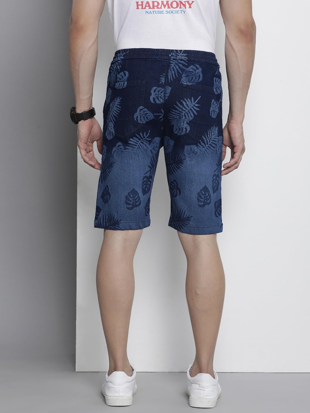 The Indian Garage Co Men Regular Fit Solid Mid-Rise Denim Shorts
