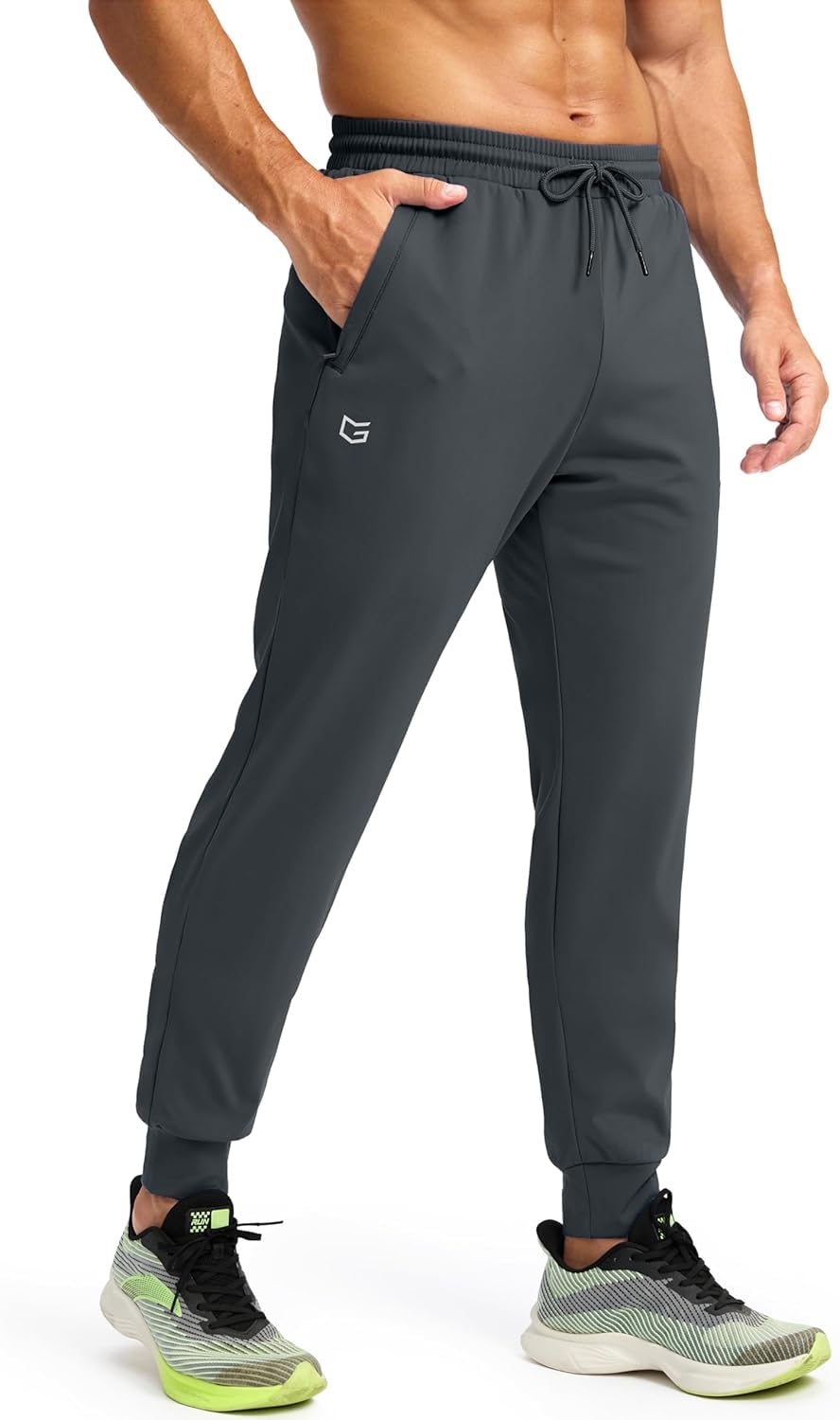 CB-COLEBROOK Mens Fleece Joggers with Zipper Pockets Solid TreckPants Water Resistant Athletic Workout Gym Sweatpants for Men (