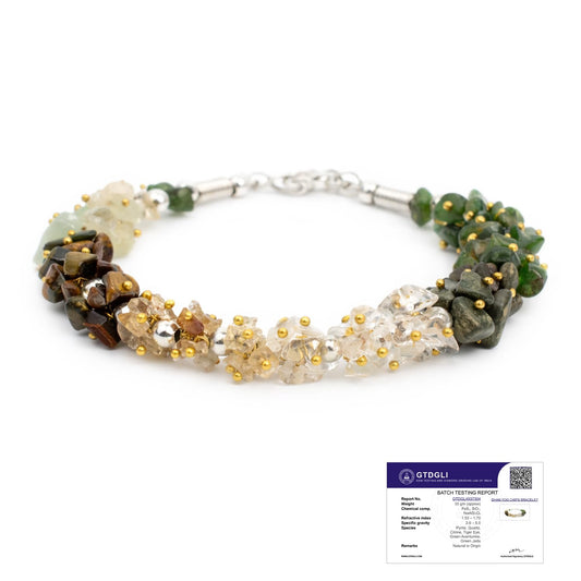 Astrotalk Dhan Yog Chips Bracelet | Pyrite, Jade, Tiger Eye, Citrine, Clear Quartz, Green Aventurine Bracelet for Wealth, Prosperity & Growth | Jewellery for Woman | Valentine Gift for Girlfriend