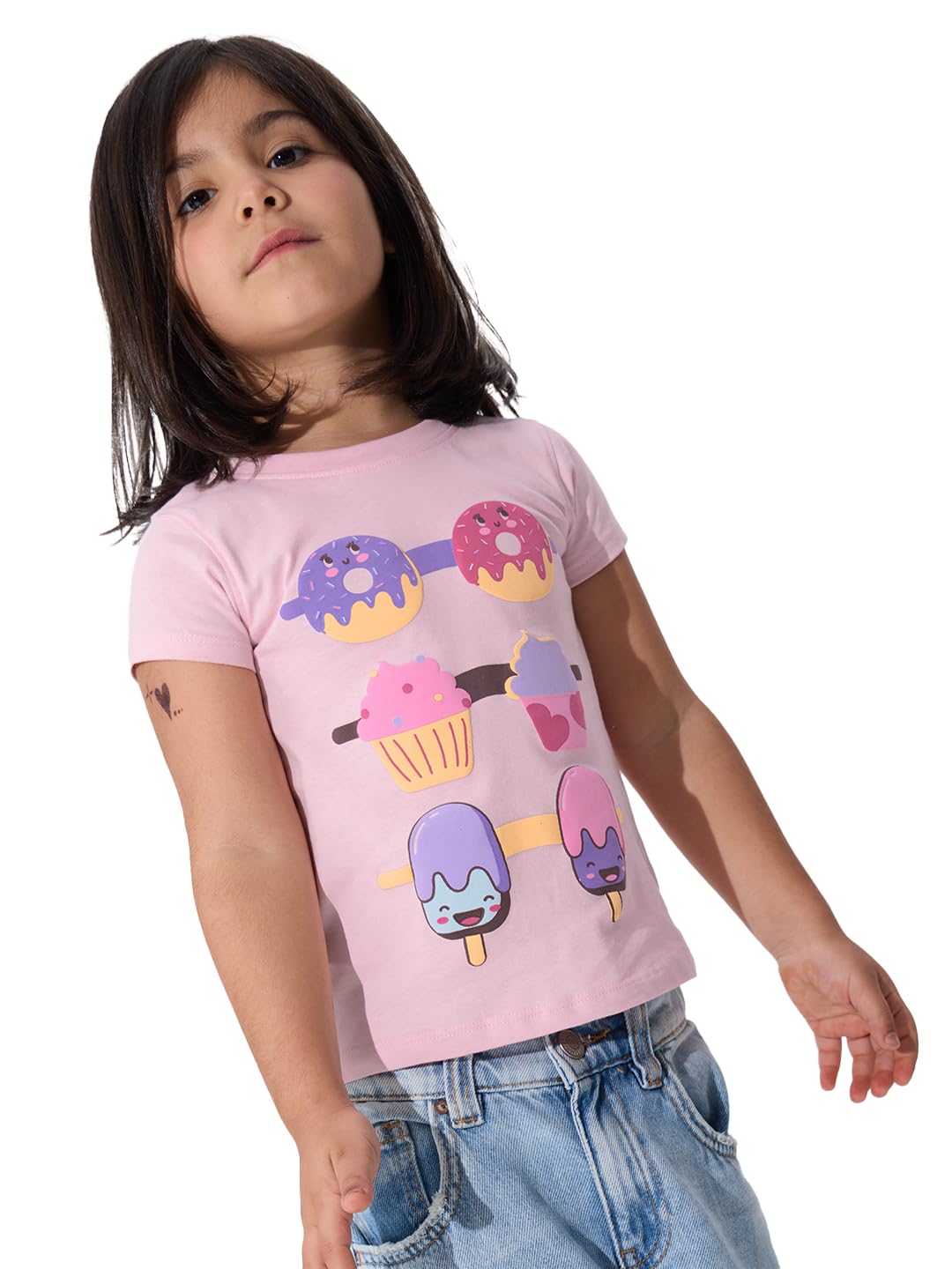 The Souled Store Sweet Wonderland Short Sleeves Round Neck Pink Printed Girls Cotton T-Shirts (2-8 Yrs)