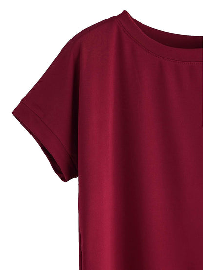 Fabricorn Womens Solid Regular Fit T-Shirt (GT01_UpDown4_P_Maroon