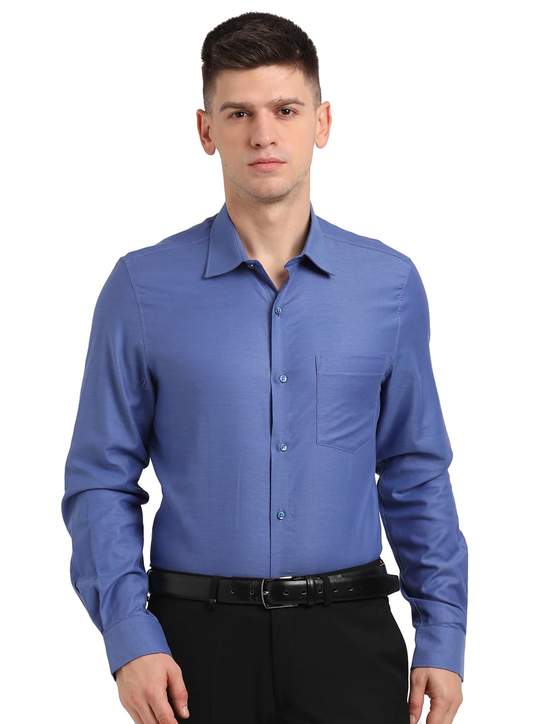 Turtle Men Giza Cotton Blue Self Design Slim Fit Ceremonial Shirt