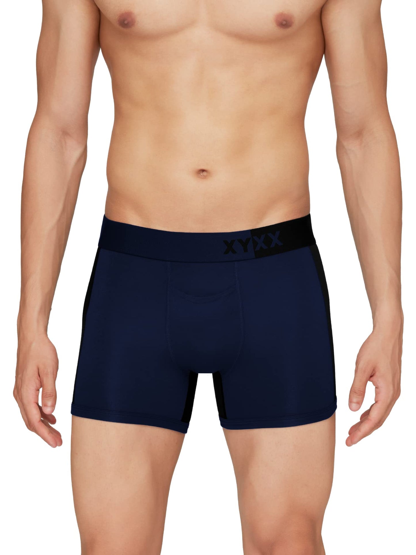 XYXX Mens Underwear Dualist IntelliSoft Antimicrobial Micro Modal Trunk Pack of 3 (Navigate & Black Iris;Black Iris & Black;Bri