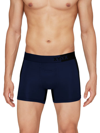 XYXX Mens Underwear Dualist IntelliSoft Antimicrobial Micro Modal Trunk Pack of 3 (Navigate & Black Iris;Black Iris & Black;Bri