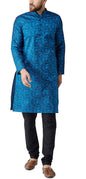 SOJANYA (Since 1958 Men's Blue Jacquard Silk ONLY Long Kurta Size: XL