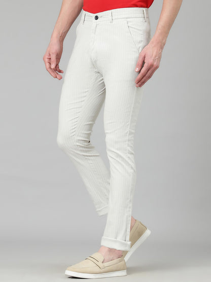 AVANOVA Mens Solid Linen Off White Trousers Light Business Style Slightly Stretch Straight Leg Pants for Outdoor Casual Daily T