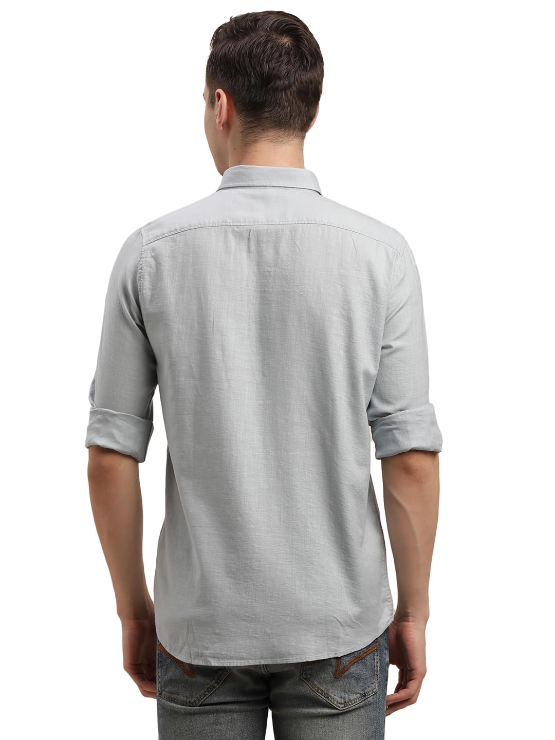 Turtle Men 100% Cotton Solid Slim Fit Grey Casual Shirt