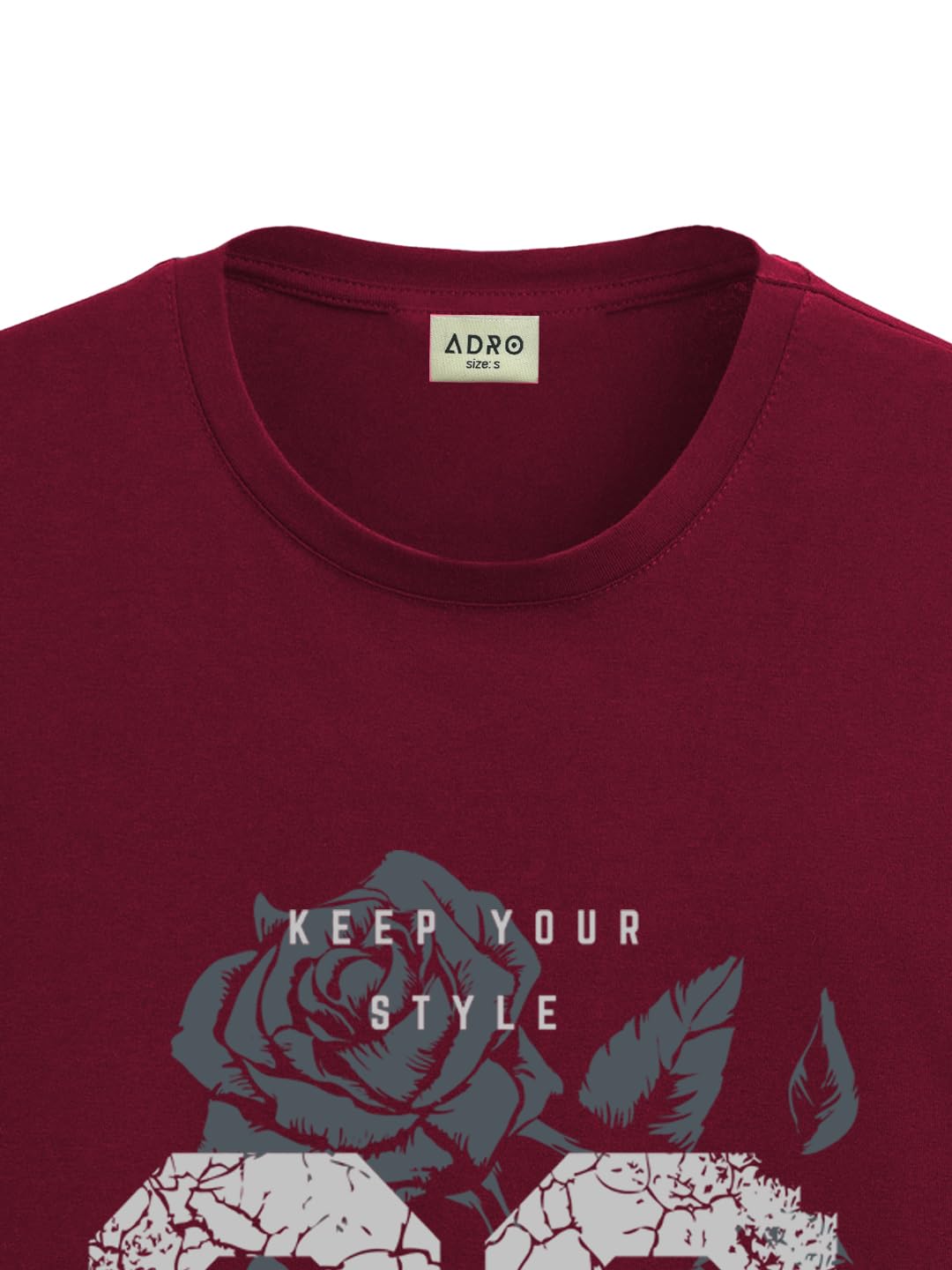 ADRO Graphic Printed T-Shirt for Men - 100% Cotton, Regular Fit, Soft Breathable Fabric. (RN23-M-98-MR_Maroon)