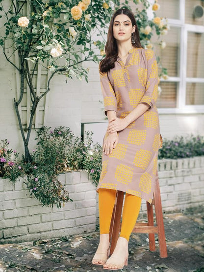 Pinkmint Women Cotton Printed Kurta Stylish Regulr Fit GirlS Combo Kurta Ll Regular Fit Combo Kurta (Pack Of 2) Orange-Blue