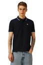 Dennis Lingo Mens Navy Blue Poly Cotton Loose Fit Solid Half Sleeve Polo T-Shirt