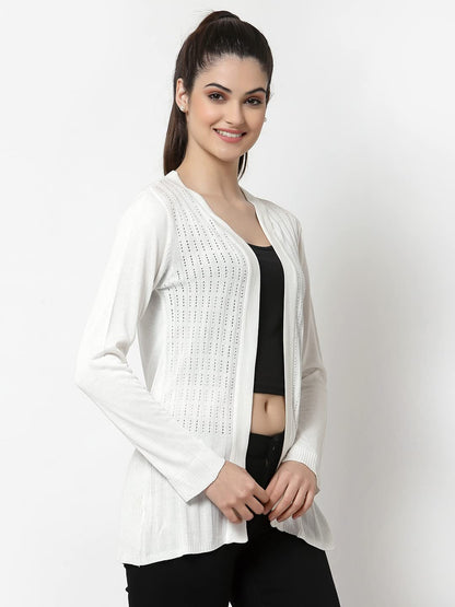 Style Quotient Women White Solid Shrug