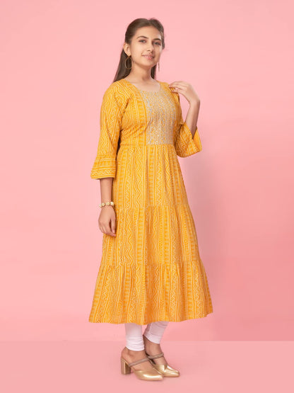 Aarika Girls Cotton Regular Tunic Shirt (New_KURTI-K-601_Yellow