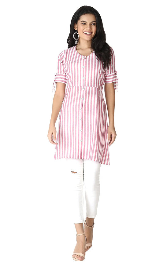 OM SAI LATEST CREATION Women's Slub Rayon 3/4 Sleeves Stitched Kurtis