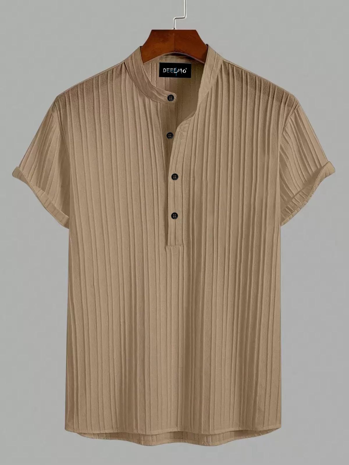 Deelmo MenS Regular Fit Solid Pattern Polyester Blend Shirt With Spread Collar Half Sleeve And Standard Length | Shirt For Man