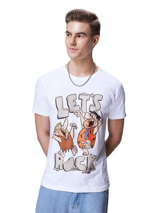 Bewakoof Mens Cotton Official Cartoon Network Merchandise Graphic Printed Regular Fit T-Shirt_608736_White_M