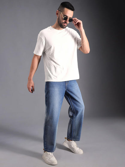 High Star Men Relaxed Fit Clean Look Light Fade Cotton Jeans