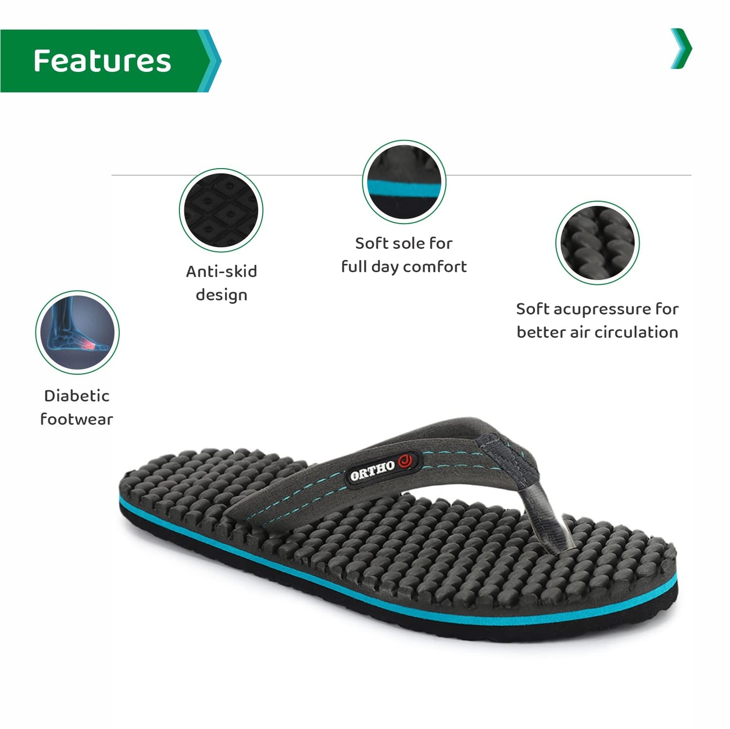 ORTHO JOY House Slipper for Womens Care | Orthopaedic | Diabetic | Acupressure | Comfortable | MCR | Flip Flop Ladies and Girl