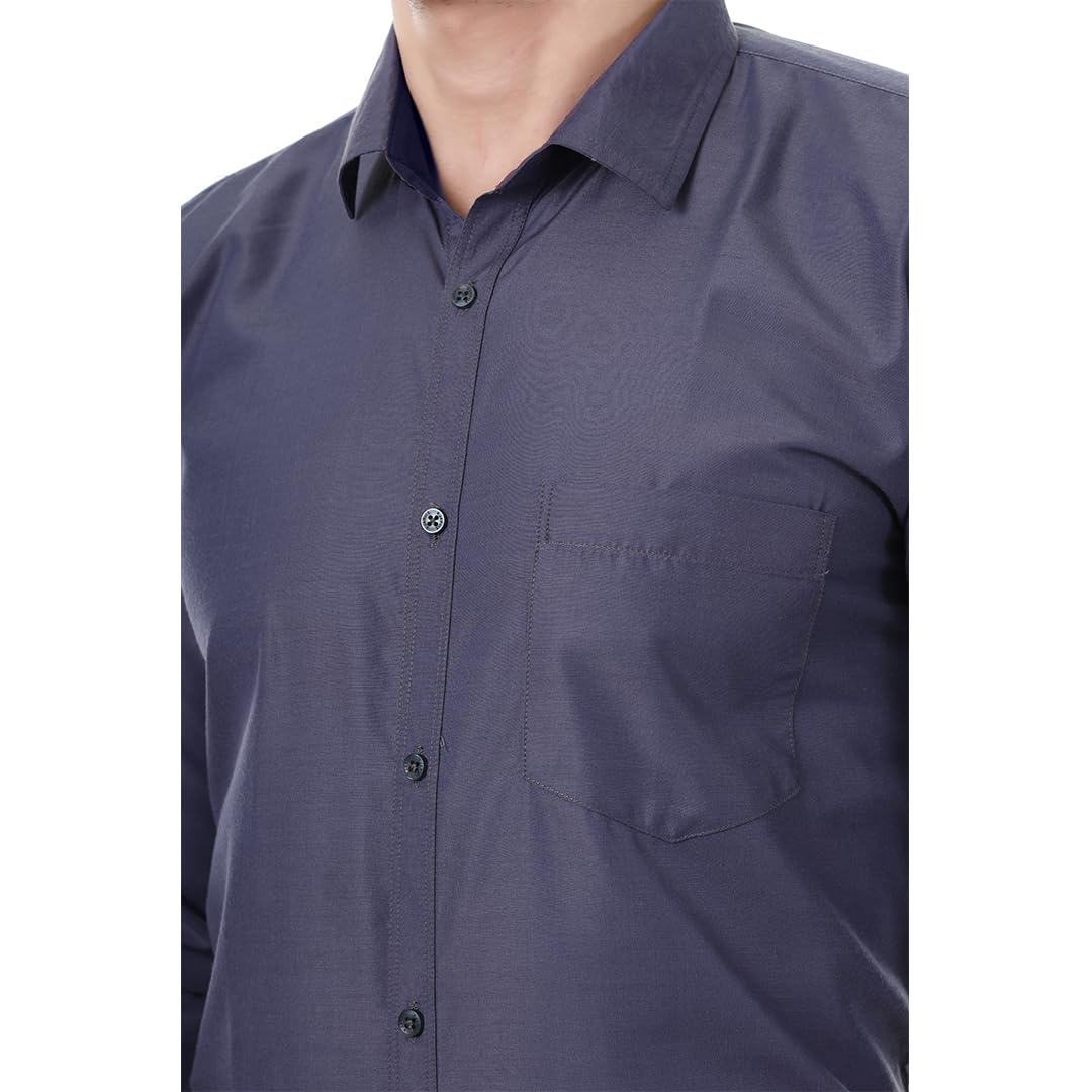 Xjarvis Austin MenS Cotton Blend Shirt |Slim Fit Formal Shirt With Pocket |Plain | Long Sleeve Spread Collar | Casual Wear Regu