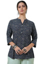 Soch Womens Navy Blue Foil Print Rayon Slub Tunic