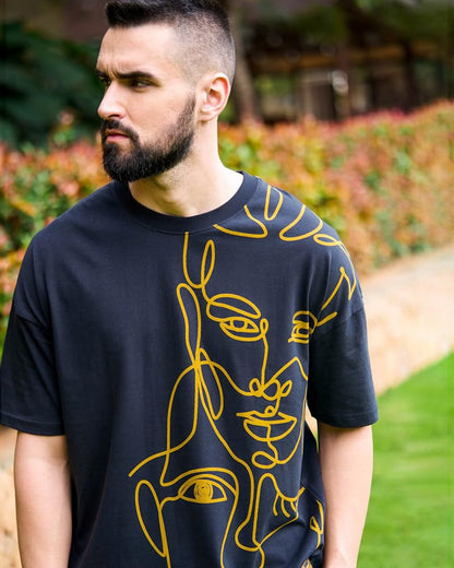 Noble Monk Loose Fit Round Neck T-Shirt For Men Navy Blue