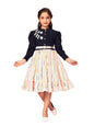 Aarika Baby-Girl's Georgette Fit and Flare Knee-Length Dress (New_MD-42292_Peach-Navy Blue
