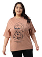 Juneberry 100% Pure Cotton Oversized Baggy Fit Cool Front Chest Graphic Printed Half Sleeve Plus Size T-Shirt For Women & Girls