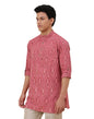 Fabindia Men's Pink Cotton Woven Slim Fit Short Kurta