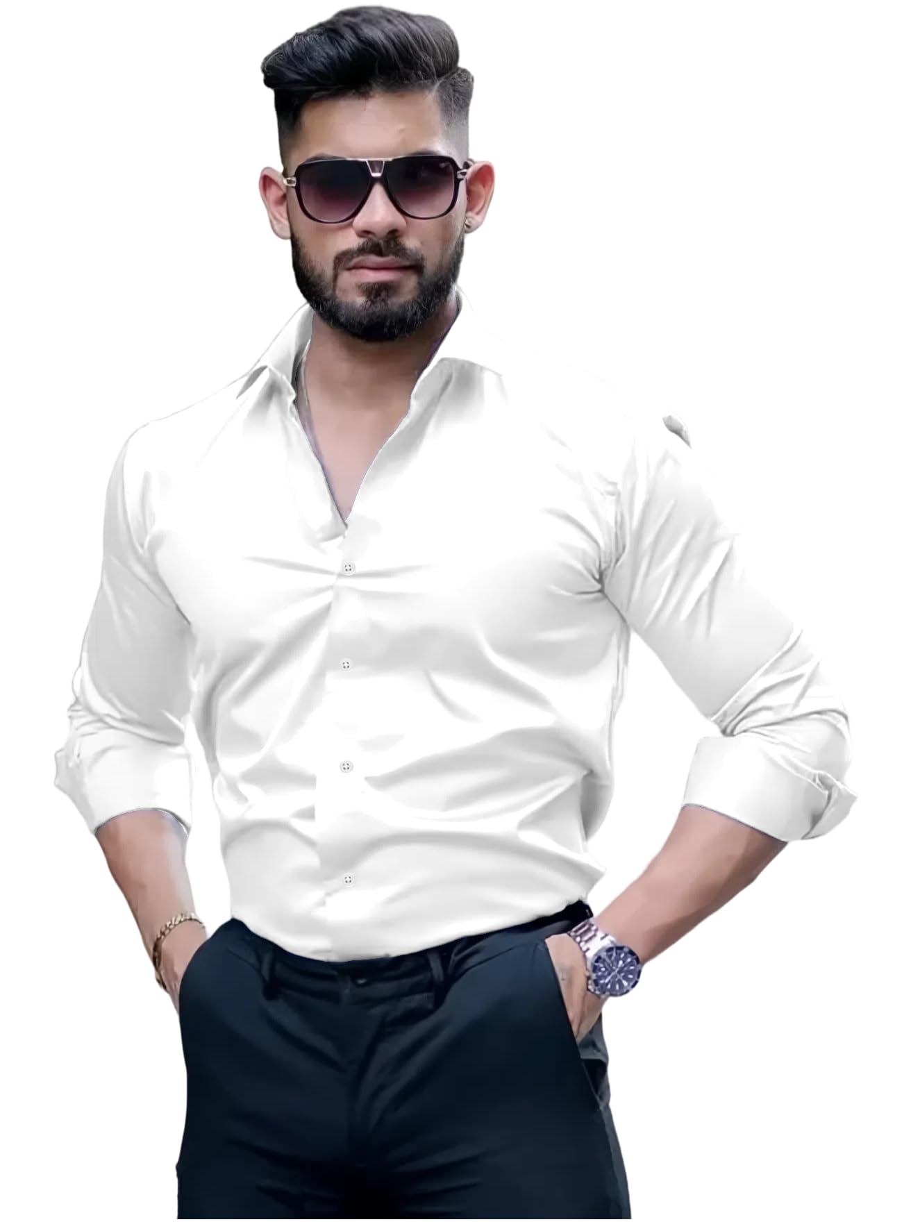 Indoprimo MenS Solid Regular Fit Shirt (If-1010-9D2Z_White
