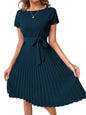 Tagas Women'S Polyester Fit And Flare Knee-Length Dress (Op-3008_Teal_Xs)