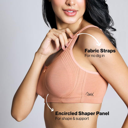 Nykd (Nyb169 Cotton Anti Microbial Non Padded & Non Wired Side Support Shaper Bra For Women | Full Coverage Bra With Detailed Co