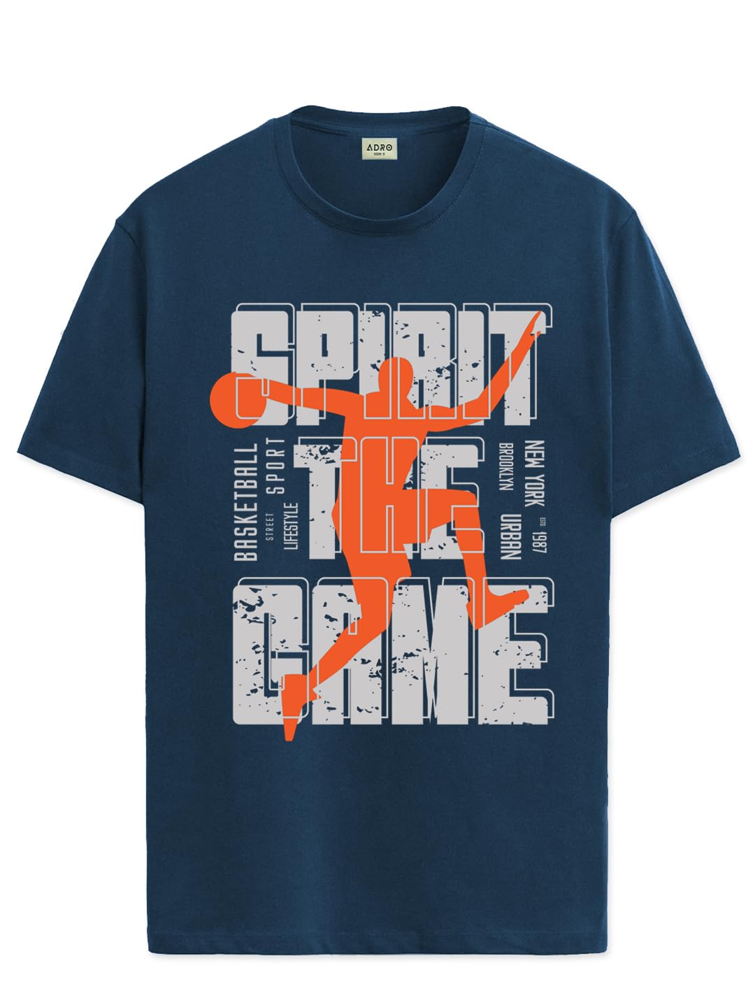 ADRO Sports Design Printed T-Shirt for Men - 100% Cotton, Regular Fit, Soft Breathable Fabric. (RN23-M-SPR-SB_Teal)