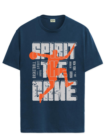 ADRO Sports Design Printed T-Shirt for Men - 100% Cotton, Regular Fit, Soft Breathable Fabric. (RN23-M-SPR-SB_Teal)