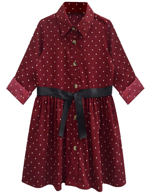 A.T.U.N. Girls Shirt Dress Maroon