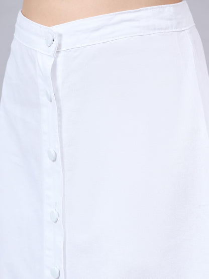 Style Quotient Women White A-Line Maxi Denim Skirt