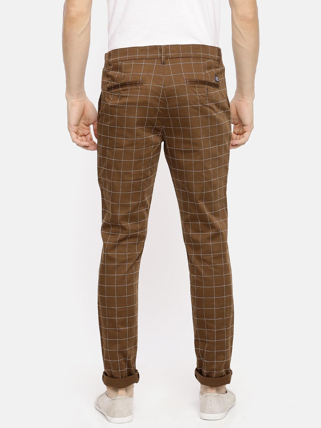 The Indian Garage Co Men Slim Fit Checked Mid-Rise Chinos
