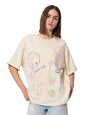 The Souled Store Embroidered T-Shirt: Sunshine Women and Girls Short Sleeve Round Neck Graphic Printed Cotton Oversized T-Shirts