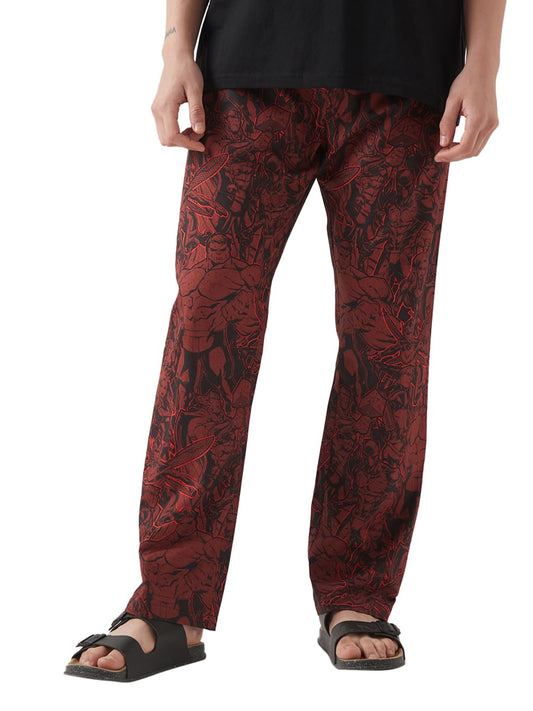 Bewakoof Official Marvel Merchandise Mens All Over Printed Regular Fit Poplin Cotton Pyjamas_ 642183_ Red_ XL