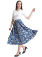 Kzully|Stylish WomenS Midi A-Line Skirt With Floral Print (Blue)