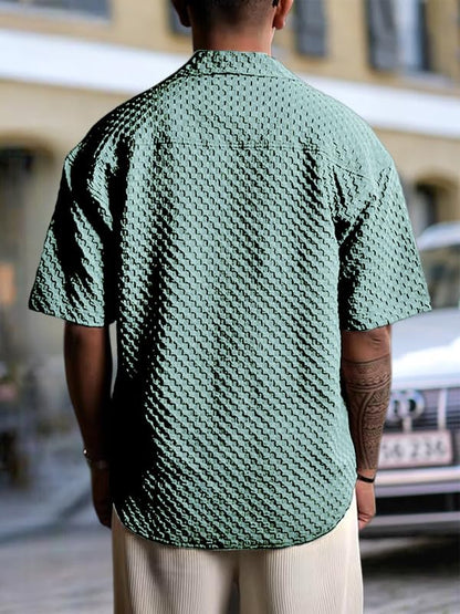 Pinkmint Bubble Textured Shirt for Men ll Half Sleeve Stylish Button Down Shirts ll Mens Pocket Shirt (Pack of 1) Mint