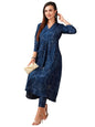 Gosriki WomenS Cotton Blend Anarkali Printed Kurta With Pant (Marup Blue-Gs_4Xl_Blue_Xxxx-Large)