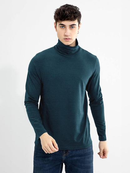Noble Monk Mens Round Neck Printed T-Shirt |Drop Shoulder Oversized Tshirt | Loose Fit Tshirt For Men Teal Melange