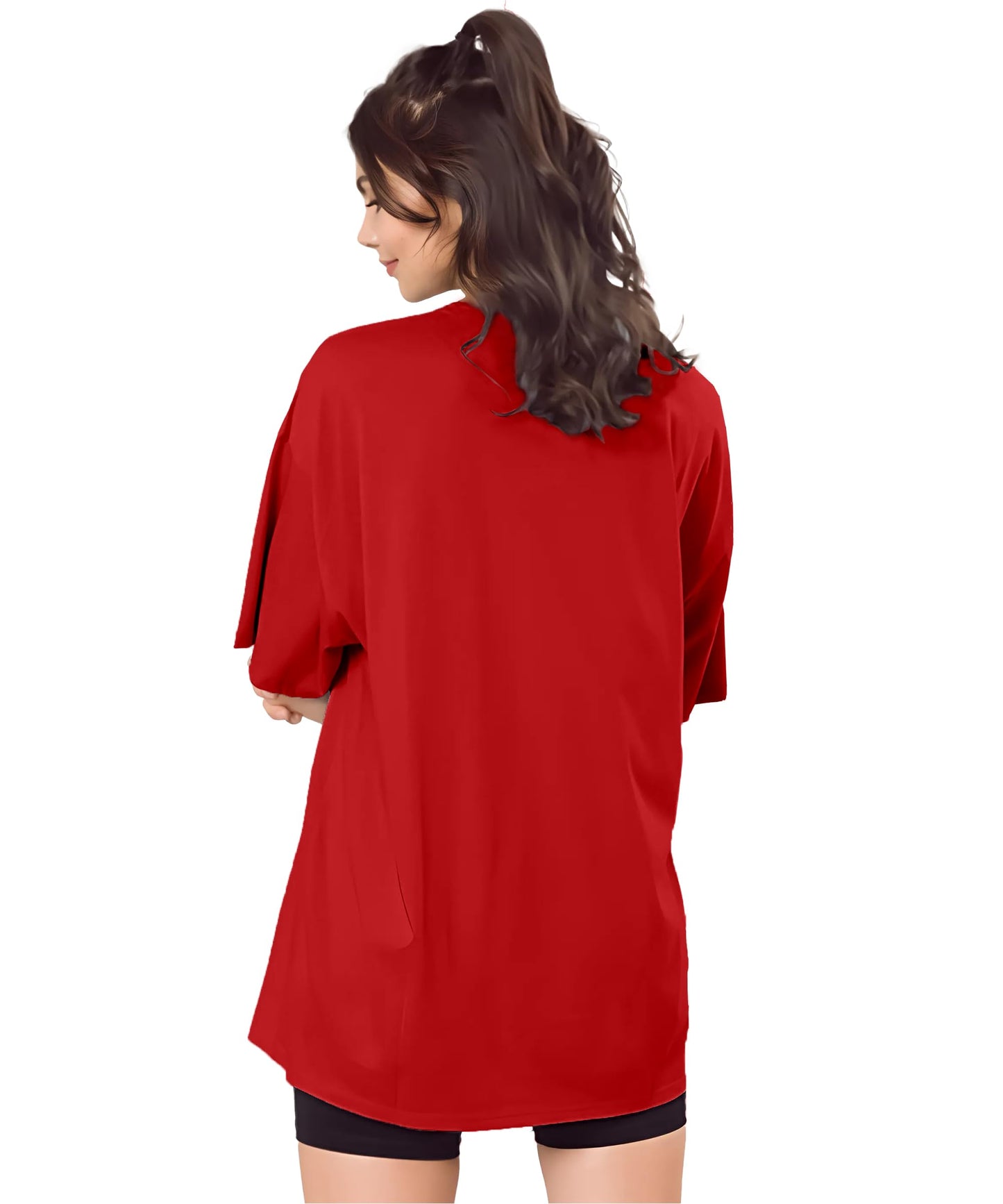 SHODOX Bio-Washed Anti Bacterial 100% Pure Cotton Womens Oversized Solid T-Shirt | Cozy Soft, Less Wrinkles Loose Fit, Drop Shou