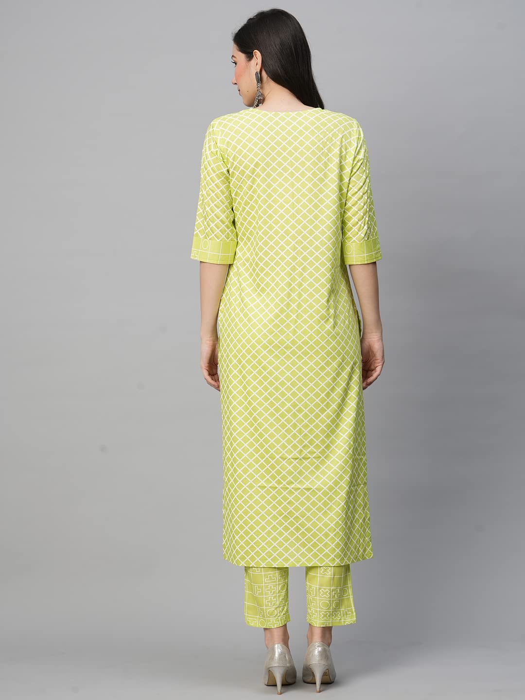 ANNI DESIGNER Women's Cotton Blend Printed Straight Kurta with Pant (CRY-Parrot)